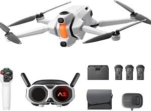 Antigravity A1 Explorer Bundle (3 Batteries) - 8K 360 Drone for Immersive Flight, Point-to-Fly Motion Control, Obstacle Avoidance, 249g & Foldable, Deep Track, Auto Return, 10km Range, Auto Edit