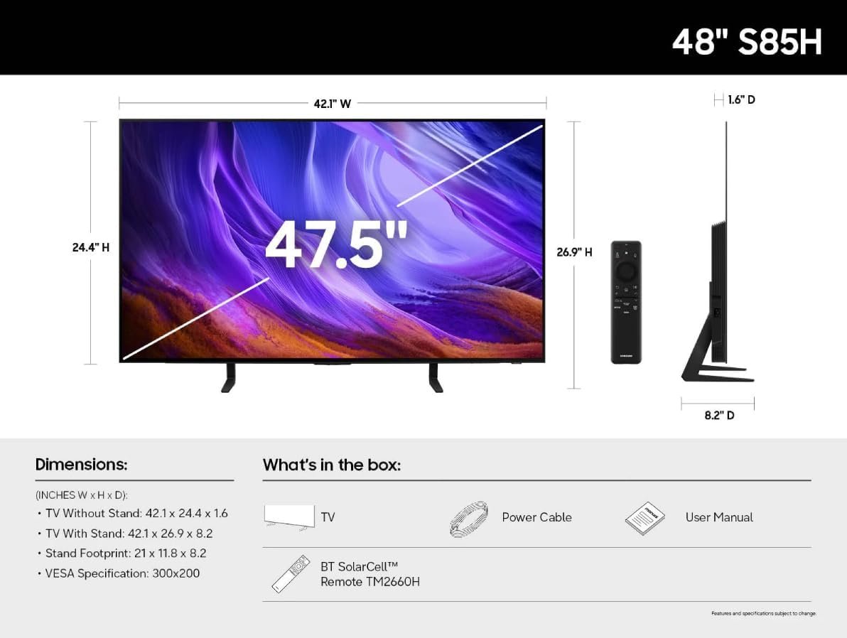 Samsung QN48S85HAEXZA 48" 4K OLED Smart TV with Dolby Atmos with a 6 Year Amber Protection Plan (2026) 48 6 Year - Image 4