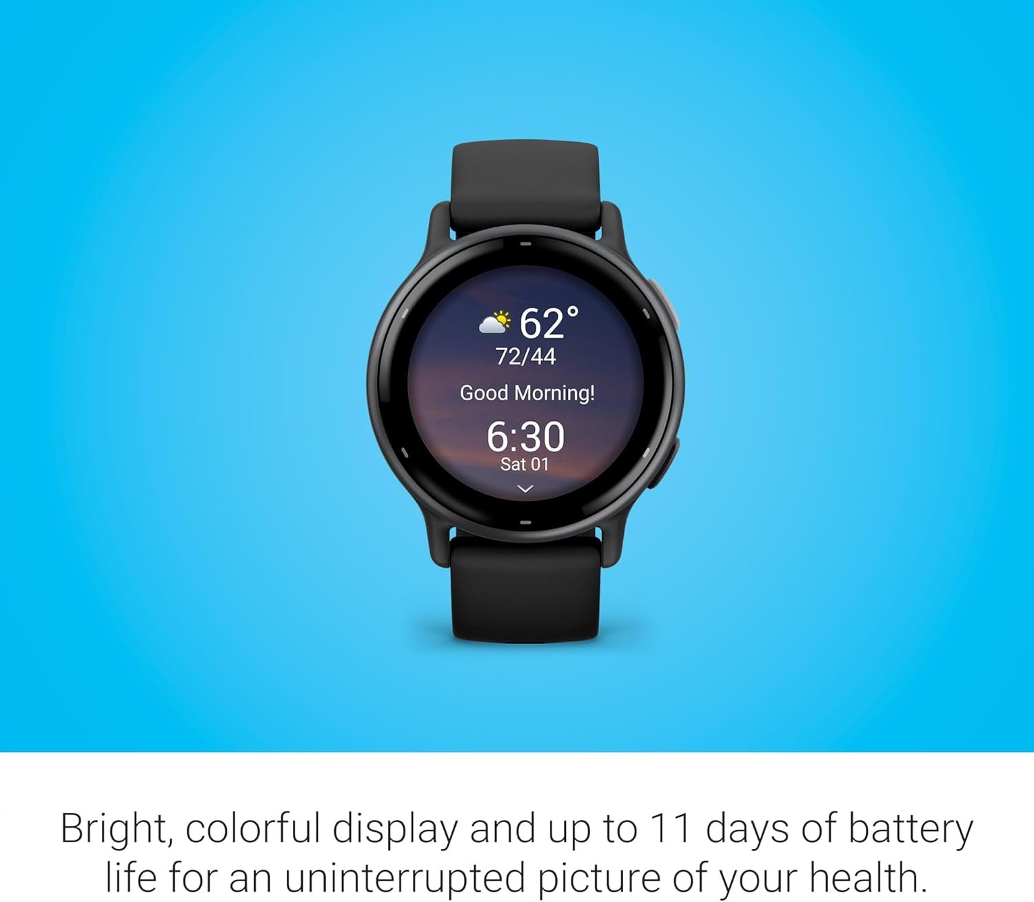 Garmin Vívoactive 5, Health and Fitness GPS Smartwatch, AMOLED Display, Up to 11 Days of Battery, Slate Aluminum Bezel with Black Case and Silicone Band - Image 2