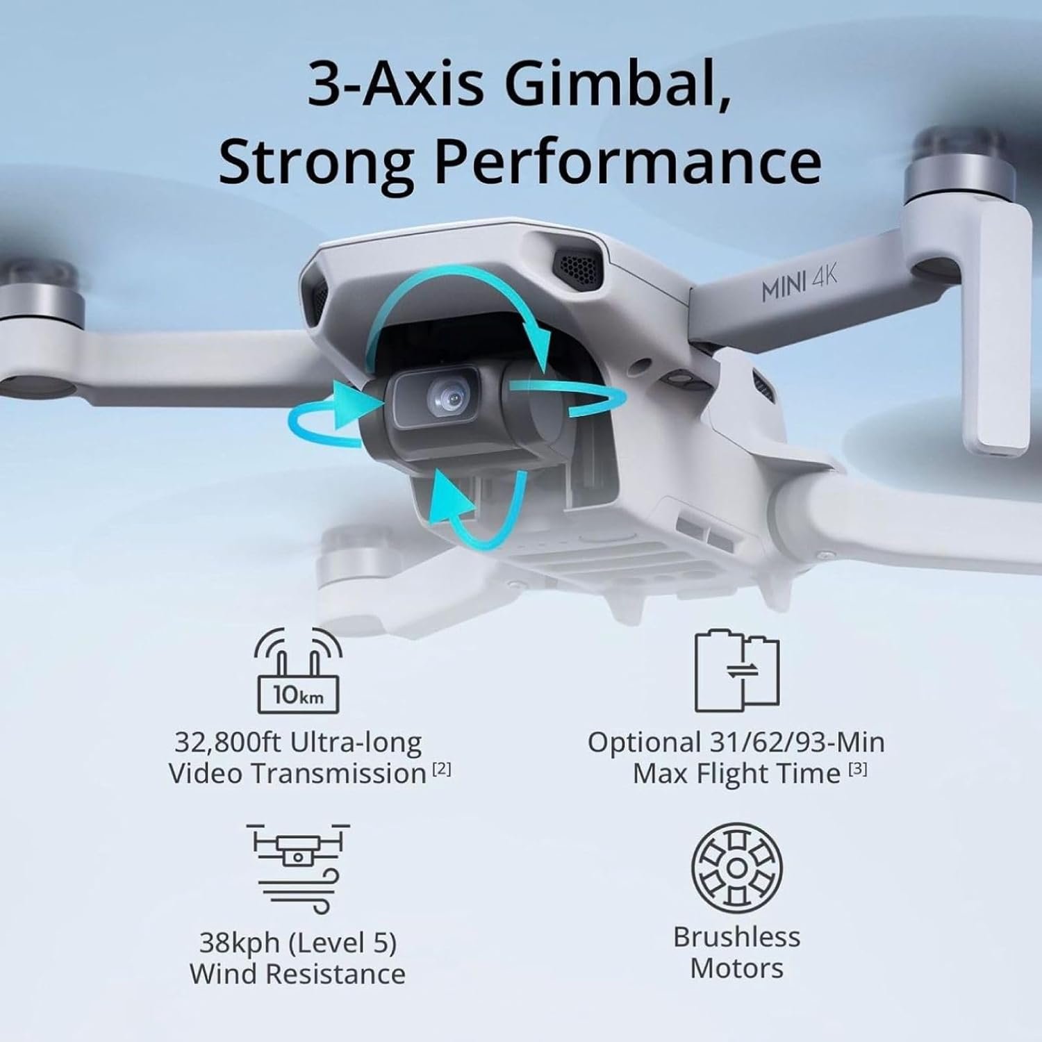 DJI Mini 4K Camera Drone Combo, Drone with 4K UHD Camera for Adults, Under 249 g, 3-Axis Gimbal Stabilization, 10km Video Transmission, Auto Return, 2 Batteries for 62-Min Max Flight Time, QuickShots Mini 4K Camera Drone Combo (62-min) - Image 2