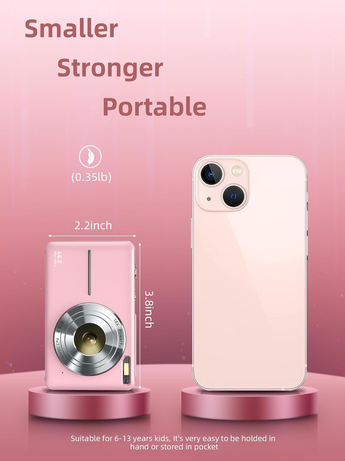 Digital Camera, FHD 1080P Digital Point and Shoot Camera with 16X Zoom Anti Shake, 32GB Card, Compact Small Camera for Boys Girls Kids - Image 2