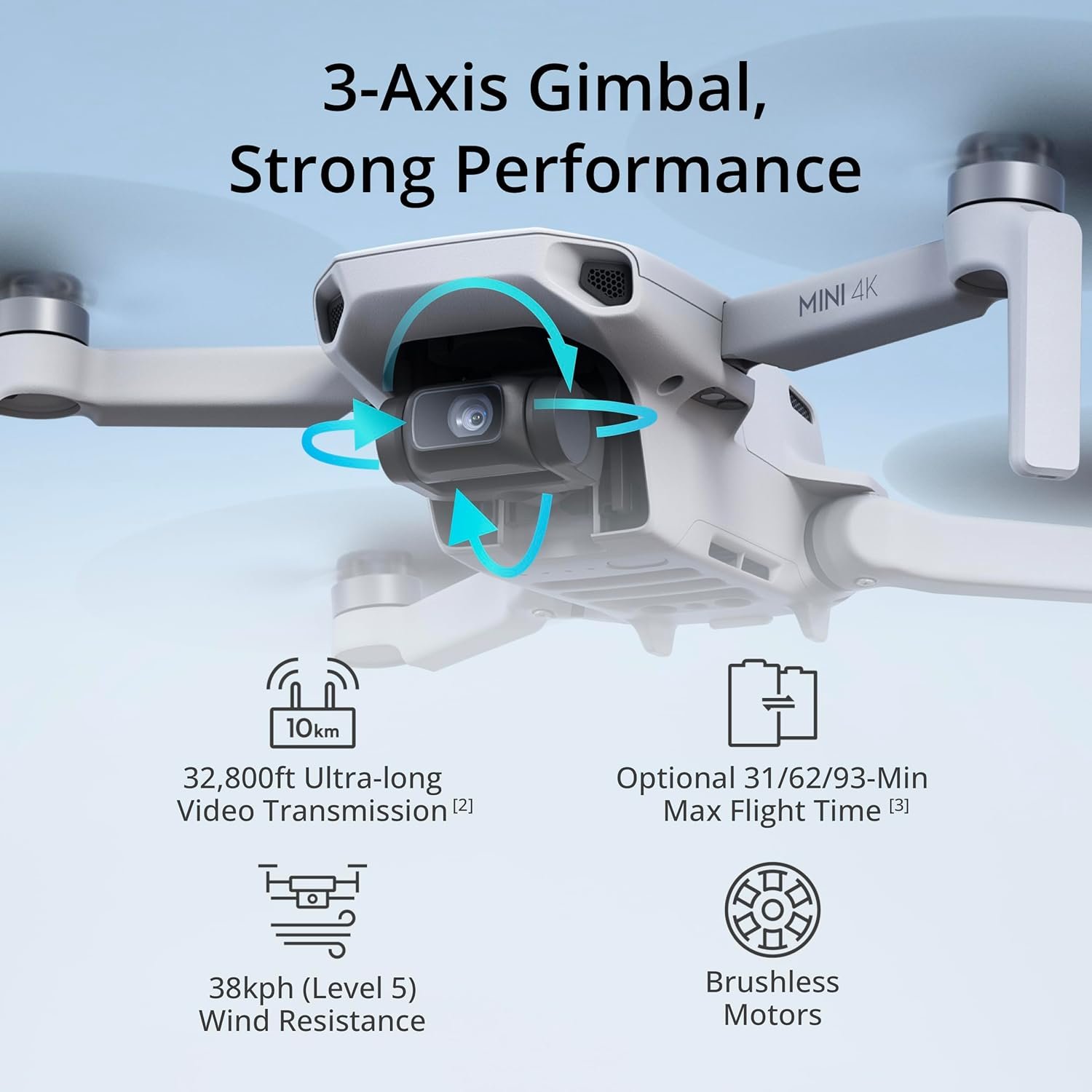 DJI Mini 4K, Drone with 4K UHD Camera for Adults, Under 249 g, 3-Axis Gimbal Stabilization, 10km Video Transmission, Auto Return, Wind Resistance, 1 Battery for 31-Min Max Flight Time Mini 4K (31-min) - Image 2