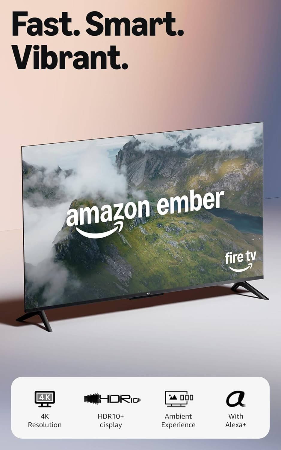 Amazon Ember 55" 4-Series with Fire TV (newest model), 4K Ultra HD smart TV with Alexa Remote, HDR10+, fast processor, Dolby Audio, Ambient Experience, free and live TV, find shows faster with Alexa+ 55-inch