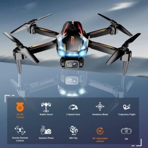 Drone with Camera for Adults, 2K HD FPV Drones with Upgrade Altitude Hold, One-Key Take Off/Landing, Speed Adjustment, Headless Mode, 2 Batteries, Toys Gifts for Teen Boys Girls, Beginner Black Orange