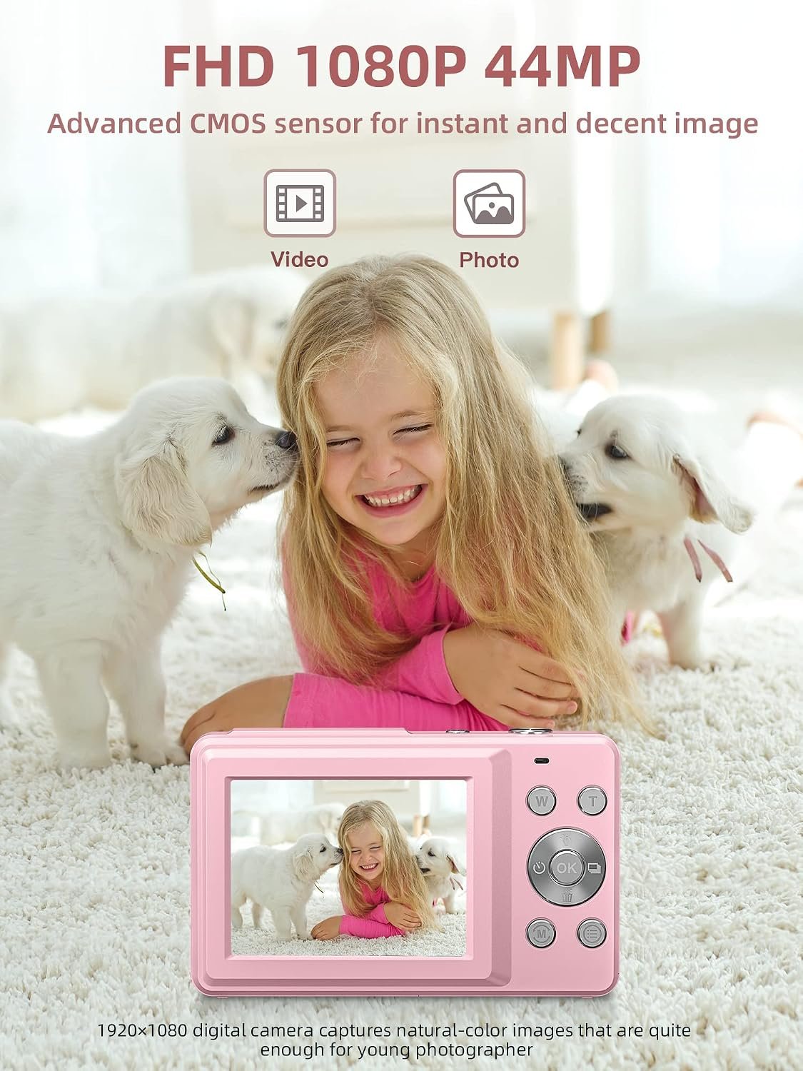 Digital Camera, FHD 1080P Digital Point and Shoot Camera with 16X Zoom Anti Shake, 32GB Card, Compact Small Camera for Boys Girls Kids