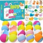 20 Pack Kids Bath Bombs Gift Set with Toys for Girls Boys, Handmade Child-Safe Bubble Bath Fizzy Balls Kit for Birthday, Summer Fun, Christmas