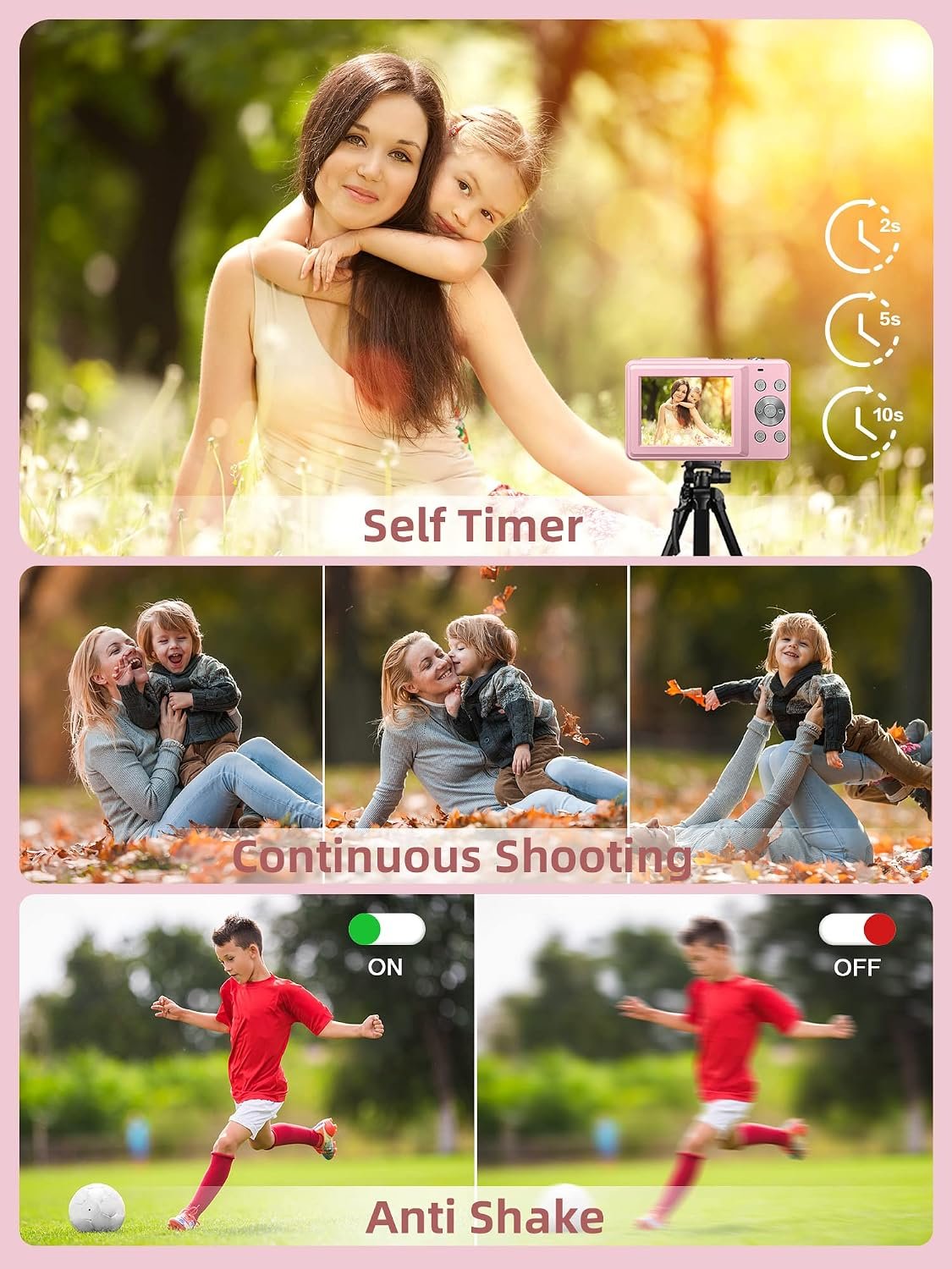 Digital Camera, FHD 1080P Digital Point and Shoot Camera with 16X Zoom Anti Shake, 32GB Card, Compact Small Camera for Boys Girls Kids - Image 4